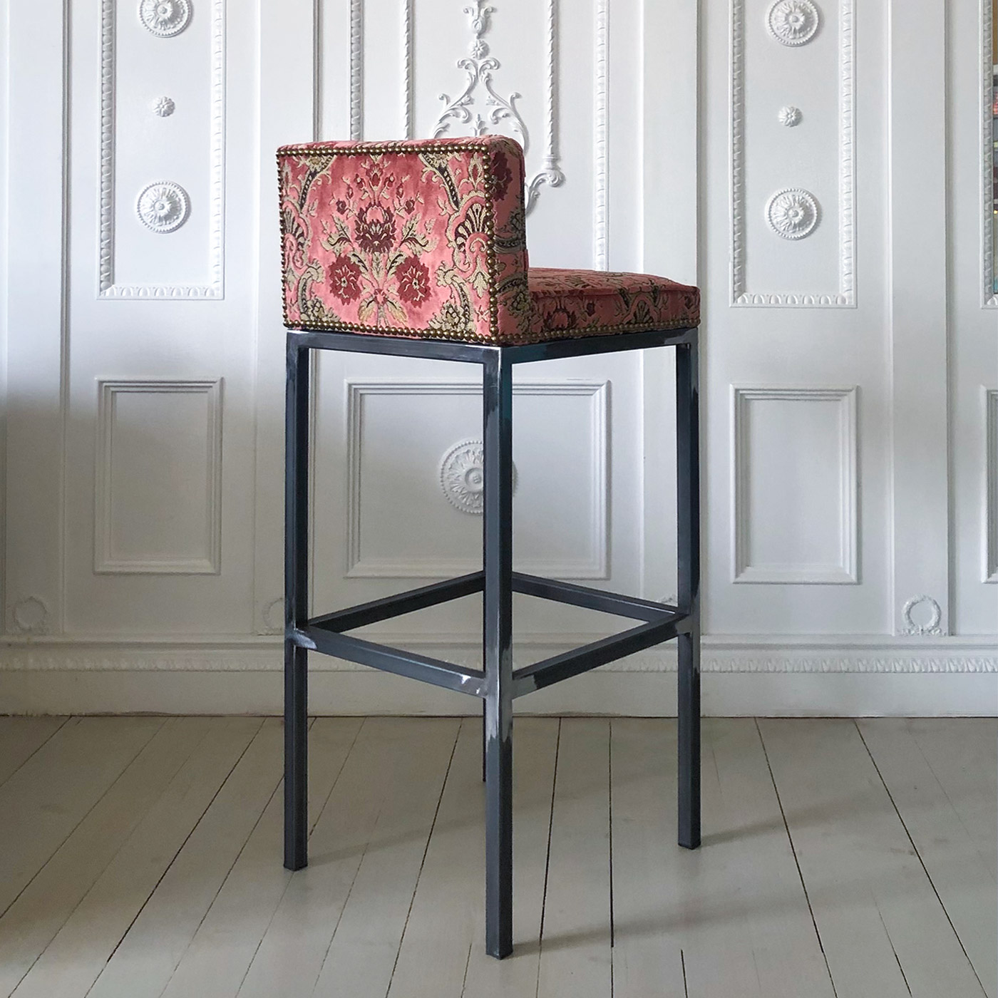 Josef Körber Bar stool with vintage velvet